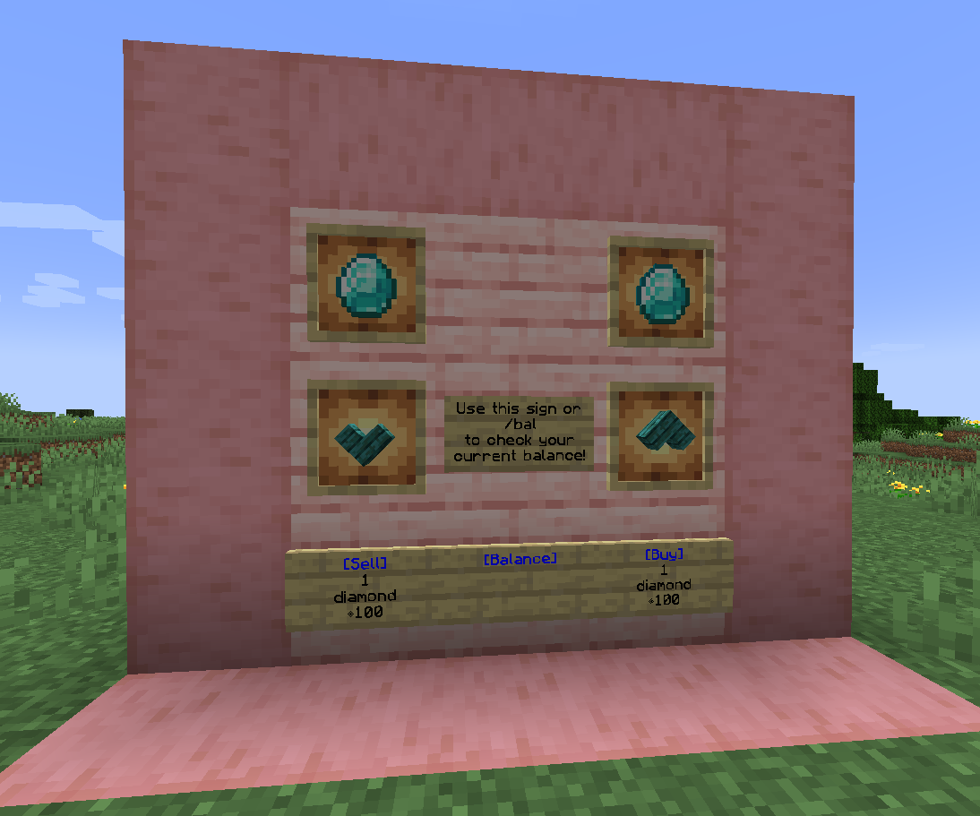 Example of an in-game ATM, mocked up on the creative server.