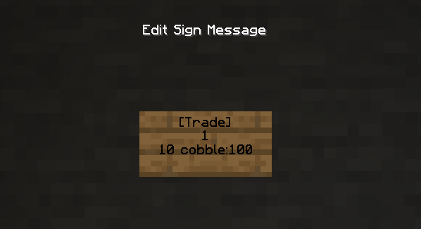 Example of a correctly formatted sell sign in the in-game sign editor